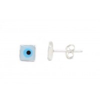 Evil Eye Stud Earrings 925 Sterling Silver Blue Eye Charm Women Gift Square D659
